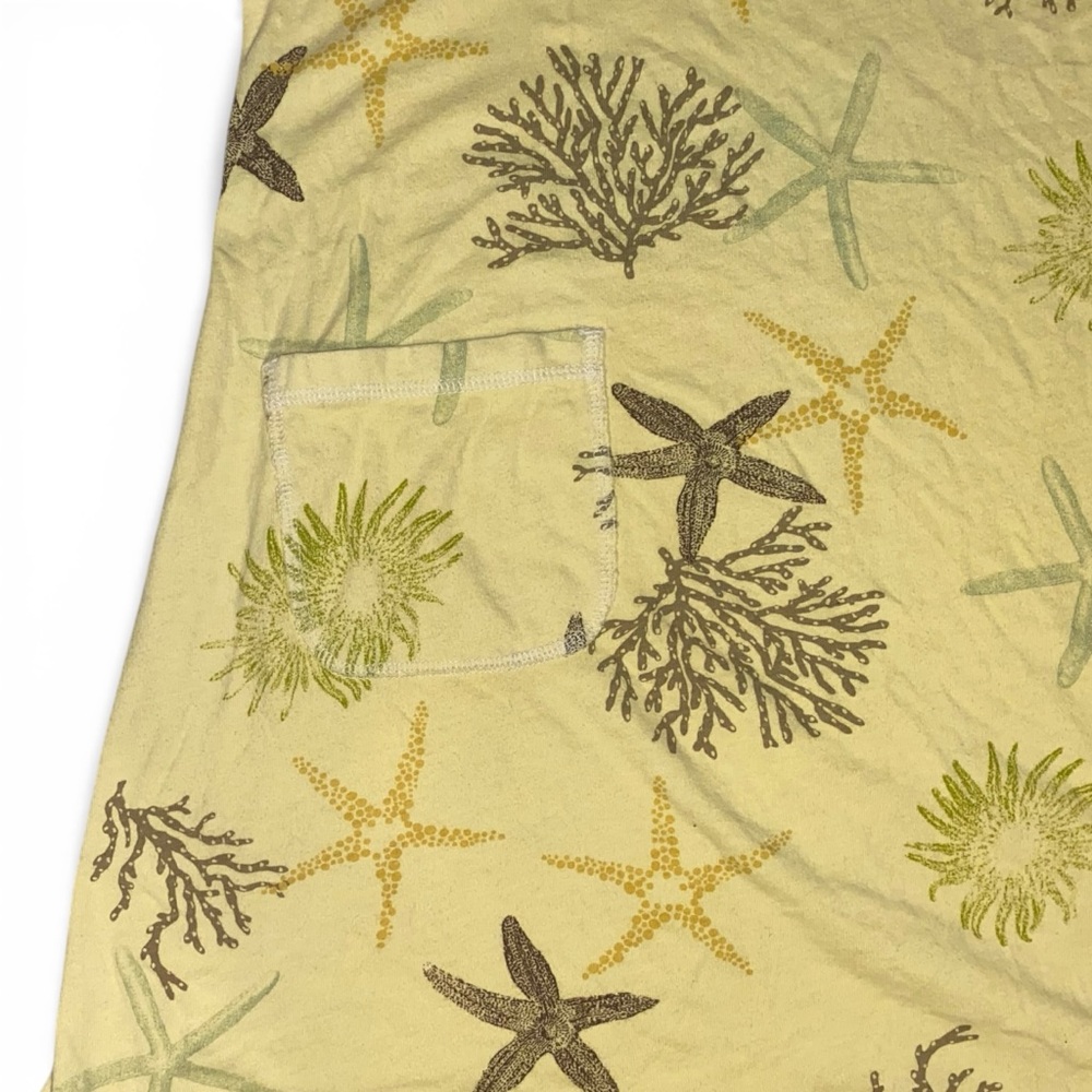 Fresh Produce Beachy Starfish Print Sleeveless Cotton Yellow Dress - Picture 3 of 6